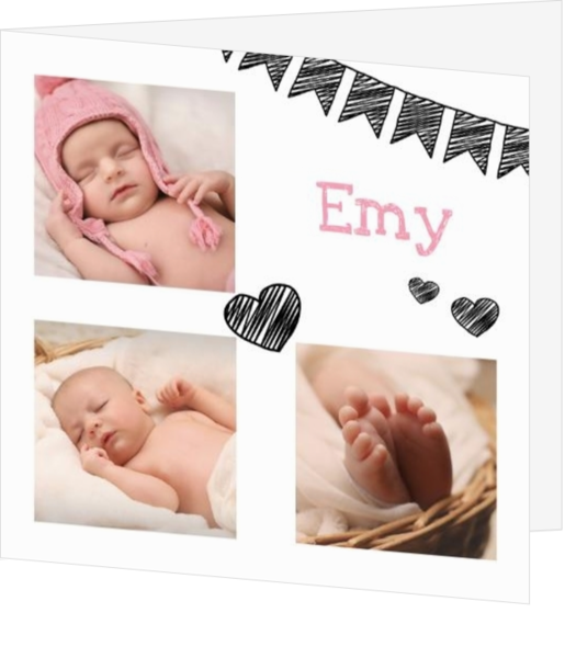 Geboortekaartje met eigen foto, wel zo uniek! - hip geboortekaartje met vlaggetjes en eigen foto mak16070502, vk