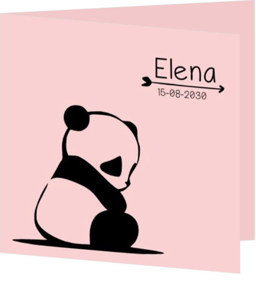 Geboortekaartje roze met panda