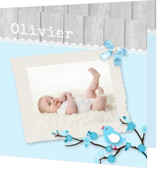 Geboortekaartje met eigen foto, wel zo uniek! - geboortekaartje met foto blauw 20140113, vk