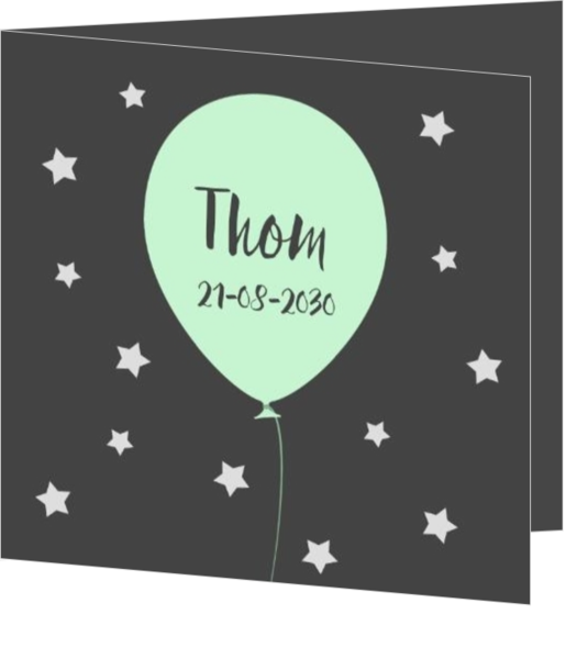 Hip geboortekaartje - geboortekaartje hip met ballon en sterren mak17071203, vk