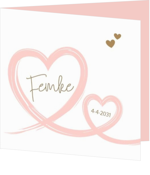 Geboortekaartje voor een dochter of meisje - Geboortekaartje meisje met roze harten