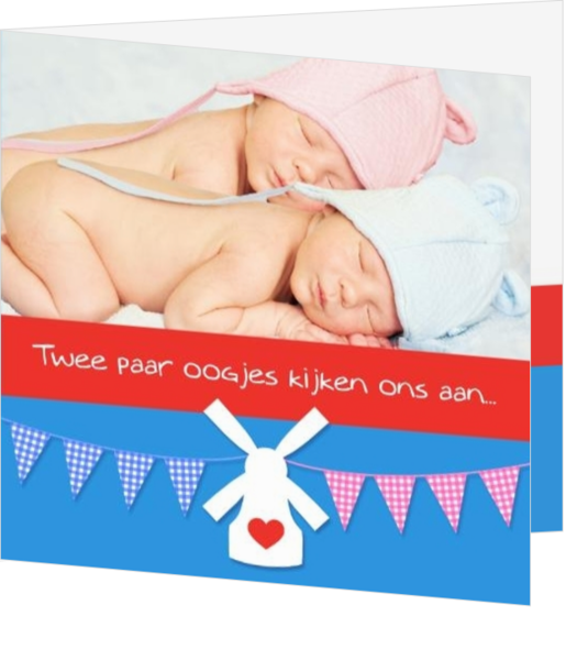 Geboortekaartjes voor een tweeling geboorte - geboortekaartje CREG061