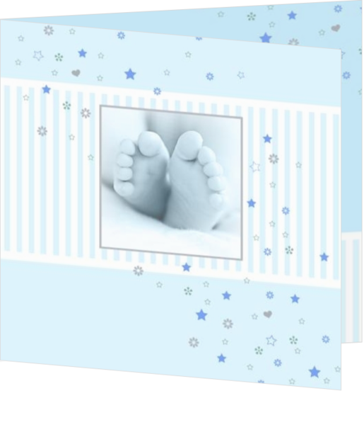 Handjes en voetjes als geboortekaartjes ontwerp - geboortekaartje babyvoetjes jongen met sterretjes en hartjes, vk