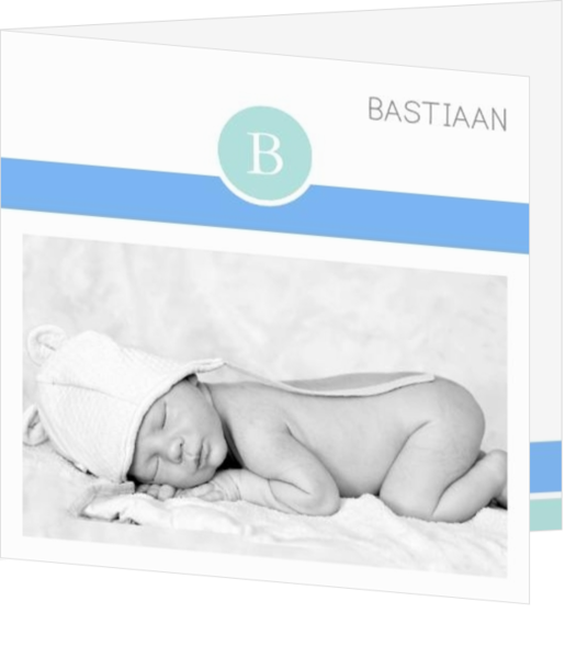 Geboortekaartje met eigen foto, wel zo uniek! - modern foto geboortekaartje jongen met initialen, vk