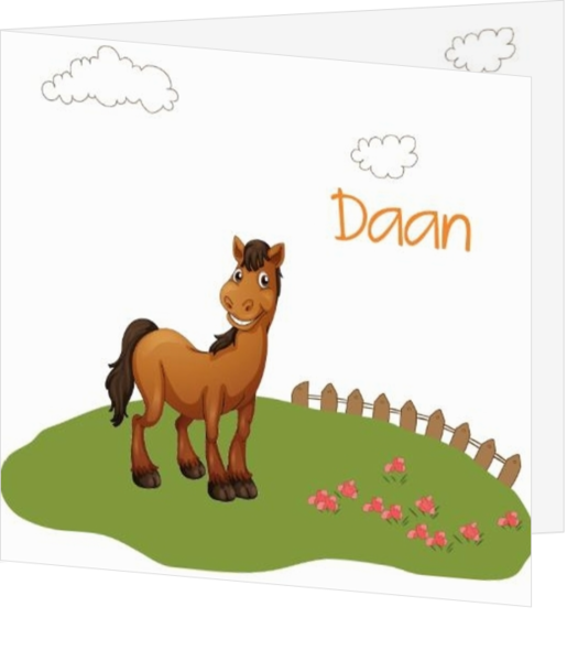 Geboortekaartjes met dieren thema - geboortekaartje paard in wei, vk