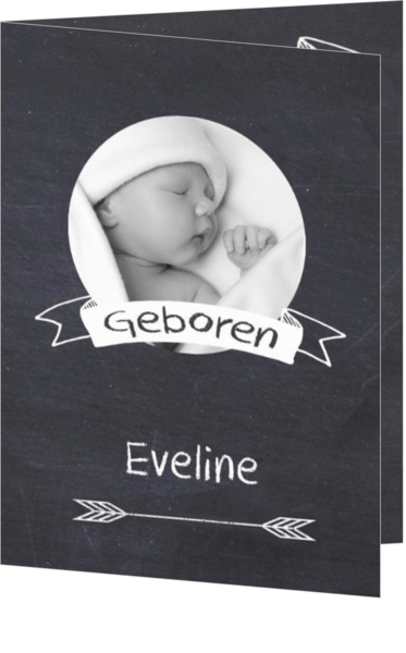 Geboortekaartje met eigen foto, wel zo uniek! - geboortekaartje op krijtbord met eigen foto mk2309002, rh