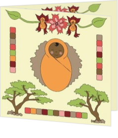 Adoptie- of aankomstkaartjes collectie - geboortekaartje baby in orange blanket ii