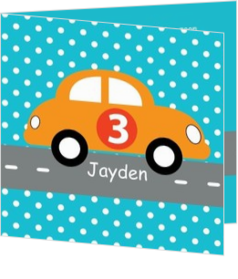 Voertuigen - Geboortekaartje oranje auto