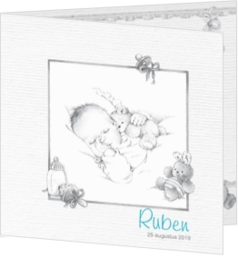 Geboortekaartjes met een klassieke stijl en uitstraling - geboortekaartje klassiek kaartje beertjes pentekening