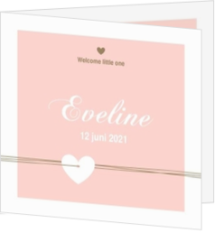 Strak ontworpen geboortekaartjes - eenvoudig geboortekaartjes voor een meisje met lijnen en hartjes