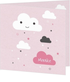 Sterren, wolkjes en regenbogen ontwerpen - geboortekaartje voor meisje met wolkjes en sterren
