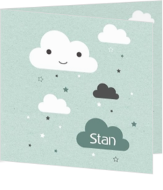 Geboortekaartje voor een zoon of jongen - geboortekaartje geboorte voor een jongen met wolkjes en sterren
