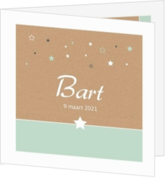 Geboortekaartje voor een zoon of jongen - kraft geboortekaartje met sterren, voor een jongen