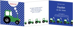 Voertuigen - Geboortekaartje groene tractor drieluik