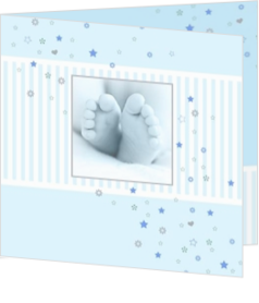 Handjes en voetjes als geboortekaartjes ontwerp - geboortekaartje babyvoetjes jongen met sterretjes en hartjes, vk