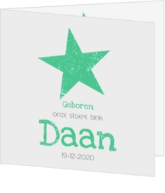 Strak ontworpen geboortekaartjes - Geboortekaartje groene ster