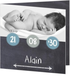 Geboortekaartje met eigen foto, wel zo uniek! - stoer geboortekaartje krijtbord met eigen foto mk2509001, vk