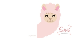 Geboortekaartje alpaca meisje met hartjes Achterkant/Voorkant