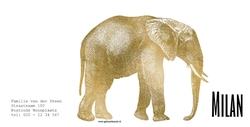 Geboortekaartje goud olifant Achterkant/Voorkant