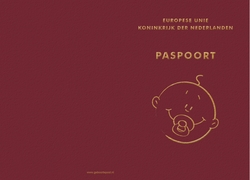 Geboortekaartje paspoort jongen Achterkant/Voorkant