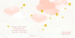 Geboortekaartje roze wolken met foto Achterkant/Voorkant