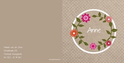Geboortekaartje stippen met bloemen Anne Achterkant/Voorkant