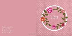Geboortekaartje stippen met bloemen Lisa Achterkant/Voorkant