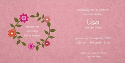 Geboortekaartje stippen met bloemen Lisa Binnenkant