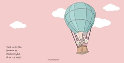 geboortekaartje tweeling meisjes in luchtballon jb17042412, vk Achterkant/Voorkant