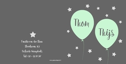 geboortekaartje tweeling met ballonnen en sterren mak17071201, vk Achterkant/Voorkant