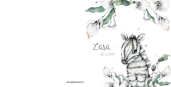 Geboortekaartje zebra botanisch Zara Achterkant/Voorkant